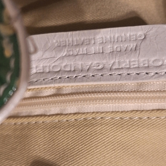 Roberta Gandolfi green/white patent leather polka dot bag silver chain strap - Picture 8 of 9